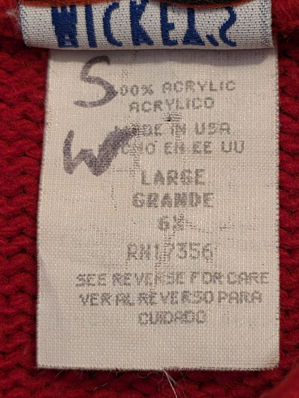 Vtg Childs Large 6x Disney Mickey Mouse Sweater Red Black Acrylic Knit Korea 90s - Picture 6 of 7
